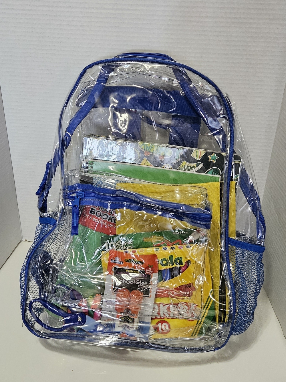 Source Unknown Clear Backpack with Blue Trim